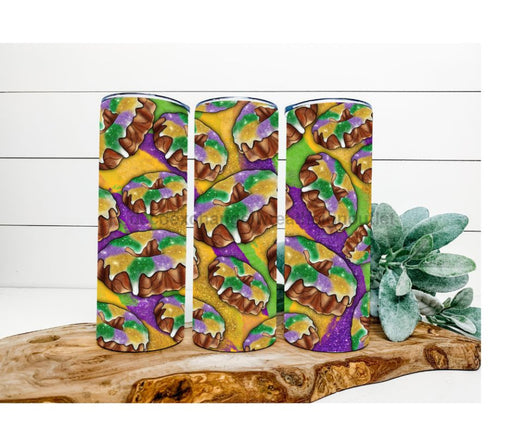 King Cake Tumbler, Mardi Gras Tumbler 20 oz Skinny Tumbler DECOETUMBLER-214 - DecoExchange®