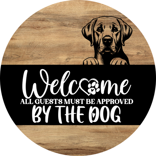 Dog Door Hanger, Hello Brought Treats Door Hanger, DCO-01975-DH, 18" Round Wood