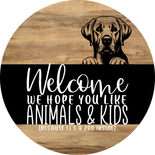 Dog Door Hanger, Hello Brought Treats Door Hanger, DCO-01975-DH, 18" Round Wood