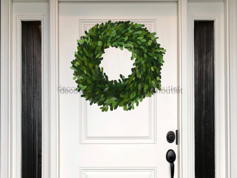 Large Boxwood Wreath Wood Sign Door Hanger Decoe-W-354 22