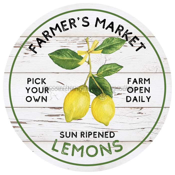 Lemon Sign, Farmers Market Sign, DECOE-4063-DH, 18 Wood Round