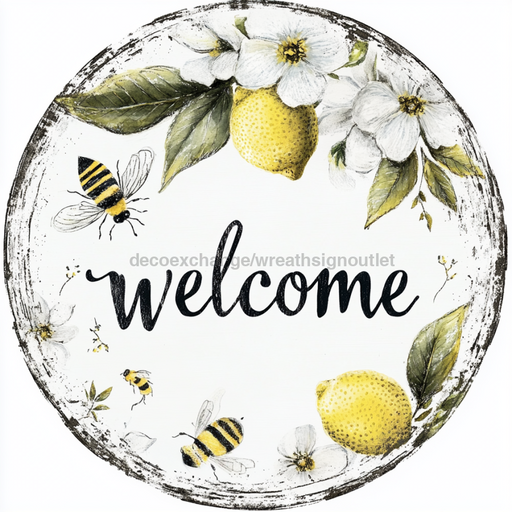 Lemon Sign, Welcome Sign, DCO-13024, Sign For Wreath, 10" Metal Sign
