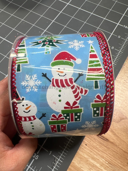 Lt Bl Glt Stn/Snowmen Frolick 2.5’’X10Y 72504-40-04 Ribbon