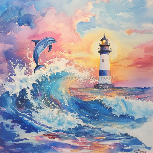 Light House Sign, DCO-13344, Sign For Wreath, 10x10" Metal Sign