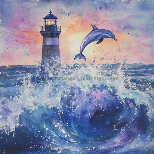 Light House Sign, DCO-13345, Sign For Wreath, 10x10" Metal Sign