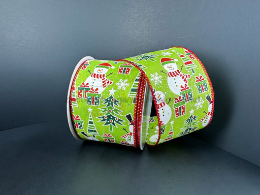 Lime Glt Stn/Snowmen Frolick 2.5’’X10Y 72504-40-09 Ribbon