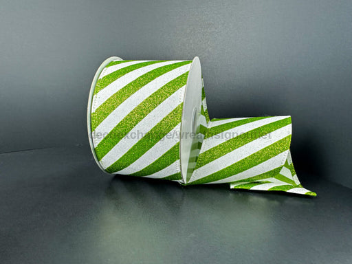 Lime-Wht Flat All Glt Cndy Cn Strp 2.5’’X10Y 76546-40-09 Ribbon