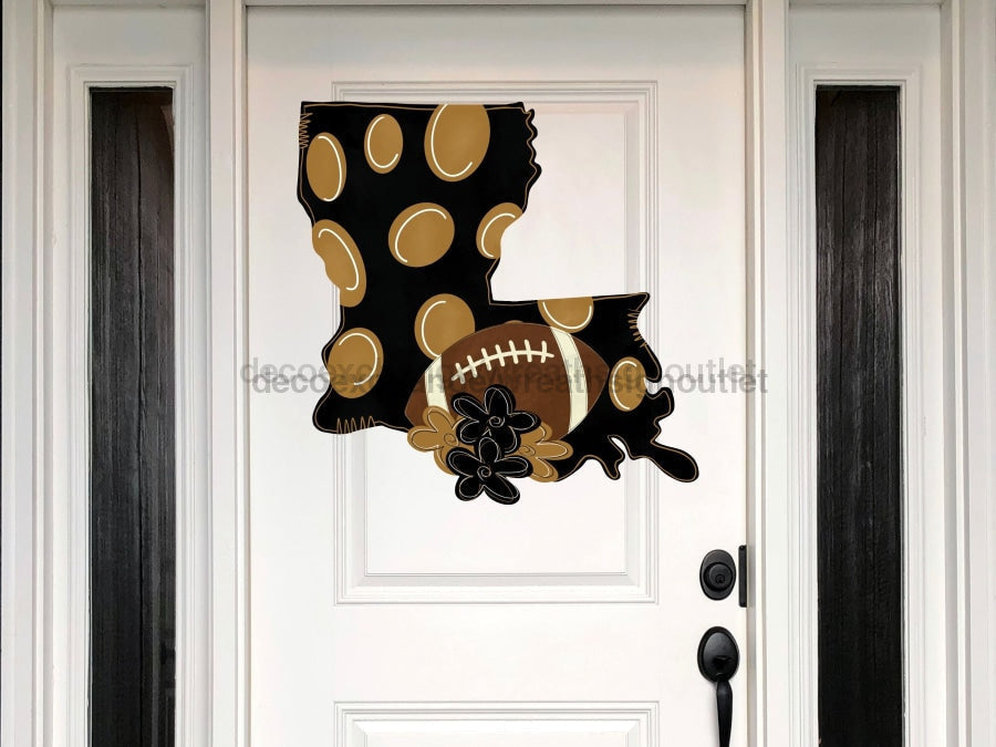 Louisiana Sign Football Black And Gold Wood Sign Door Hanger Decoe-W-169 22