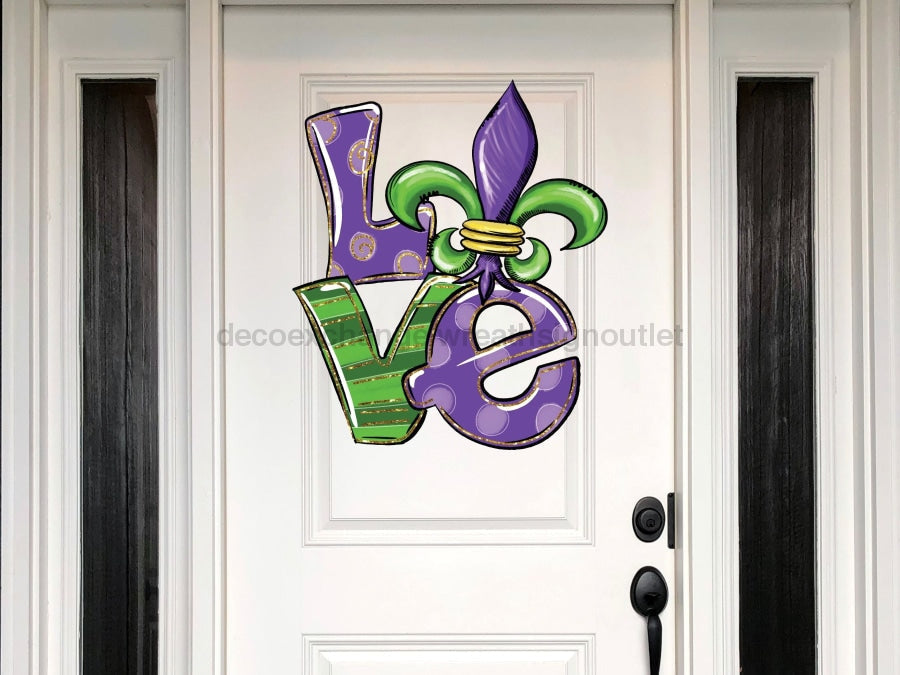 Love Sign Mardi Gras Louisiana Wood Sign Door Hanger Decoe-W-154 22