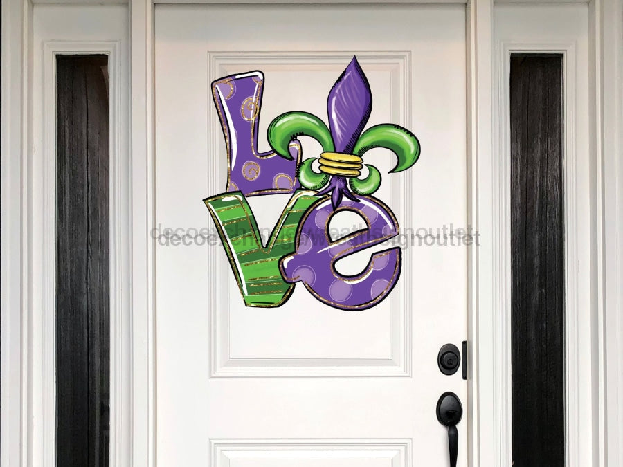 Love Sign Mardi Gras Louisiana Wood Sign Door Hanger Decoe-W-154 22