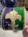 Mardi Gras 4’’ x 5 yd Velvet Fleur De Lis Wired Ribbon Ribbon