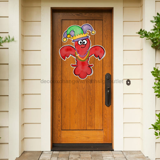 Mardi Gras Crawfish Door Hanger Cut Bow Holes Wood Sign Decoe-W-903443 22