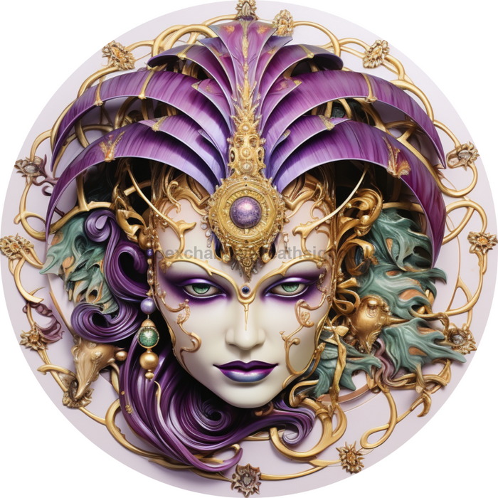 Mardi Gras Door Hanger, DCO-00849-DH, Sign For Wreath, 18" Round Door Hanger - DecoExchange®