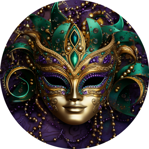 Mardi Gras, MB-00007, Sign For Wreath, 10" Metal Sign