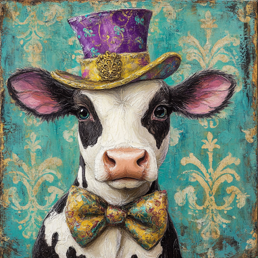 Mardi Gras Sign, Cow Sign, DCO-13093, Sign For Wreath, 10x10" Metal Sign