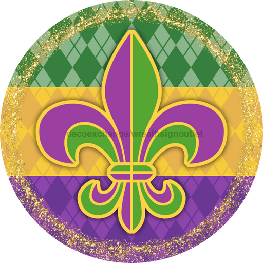 Mardi Gras Sign, DCO-13148-DH, Sign For Wreath, 18" Door Hanger