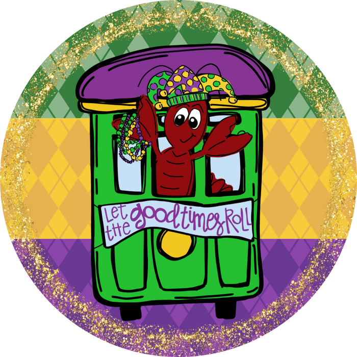 Mardi Gras Sign, DCO-13158, Sign For Wreath, 10" Metal Sign