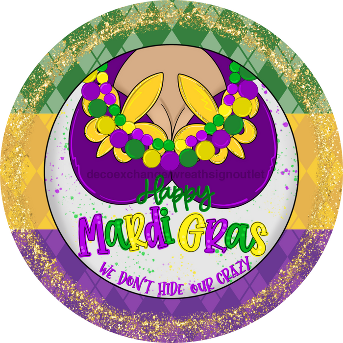 Mardi Gras Sign, DCO-13162-DH, Sign For Wreath, 18" Door Hanger