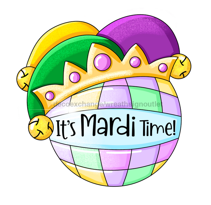 Mardi Gras Sign, Disco Ball Sign, PCD-W-162-DH, 22" Door Hanger