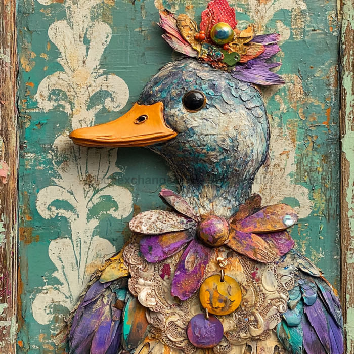 Mardi Gras Sign, Duck Sign, DCO-13057, Sign For Wreath, 10x10" Metal Sign