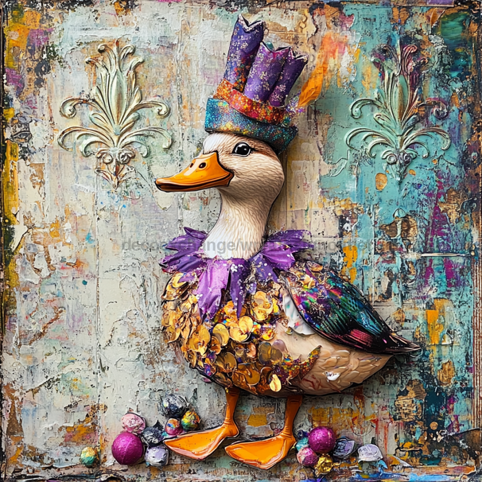 Mardi Gras Sign, Duck Sign, DCO-13062, Sign For Wreath, 10x10" Metal Sign