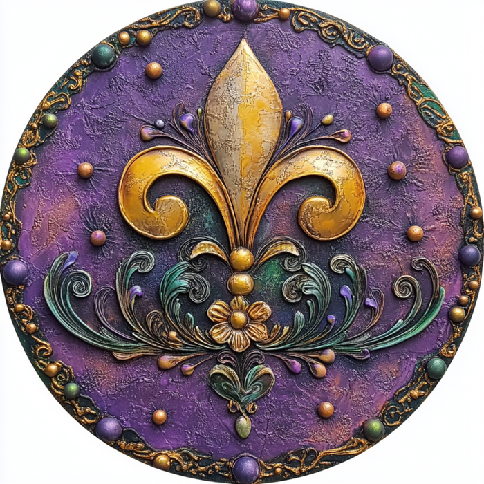 Mardi Gras Sign, Fleur De Lis Sign, DCO-13137, Sign For Wreath, 10" Metal Sign