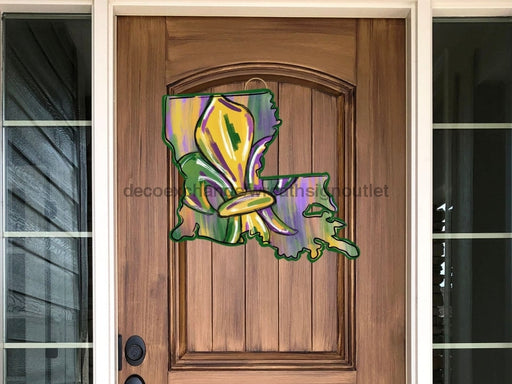 Mardi Gras Sign Fleur De Lis Sign Wood Decoe-W-211 22 Door Hanger
