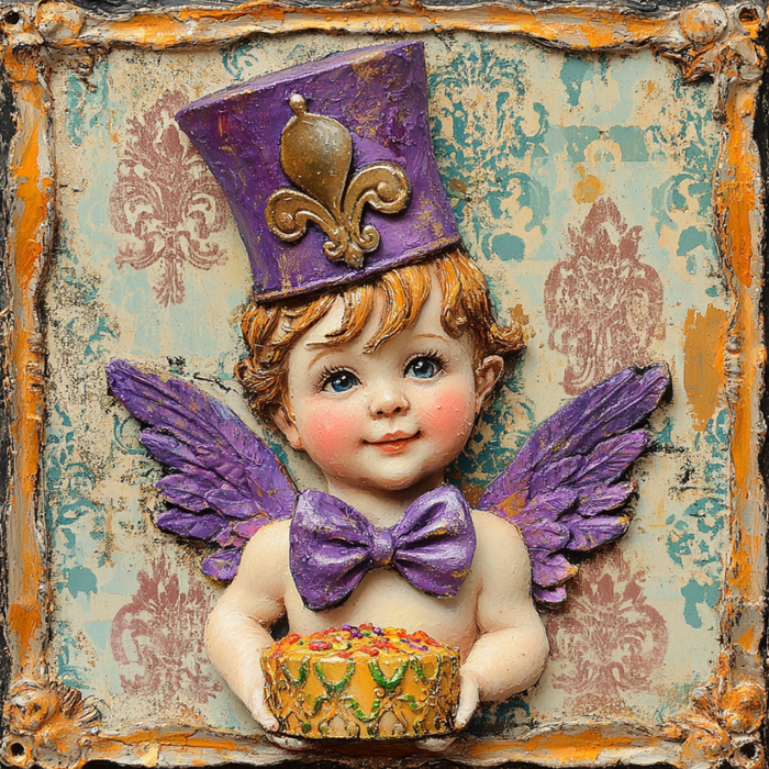 Mardi Gras Sign, King Cake Baby Sign, DCO-13095, Sign For Wreath, 10x10" Metal Sign