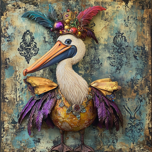 Mardi Gras Sign, Pelican Sign, DCO-13071, Sign For Wreath, 10x10" Metal Sign