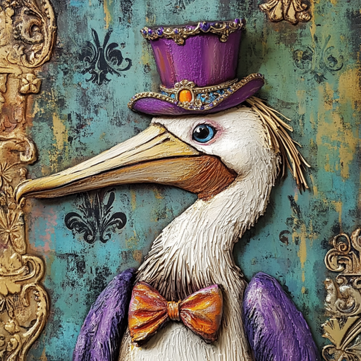 Mardi Gras Sign, Pelican Sign, DCO-13094, Sign For Wreath, 10x10" Metal Sign