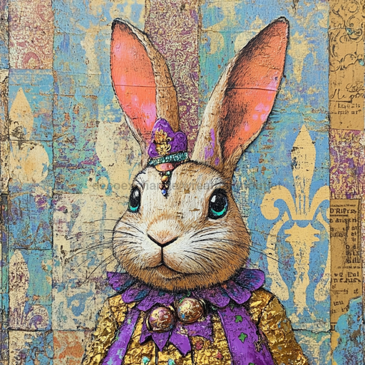 Mardi Gras Sign, Rabbit Sign, DCO-13083, Sign For Wreath, 10x10" Metal Sign