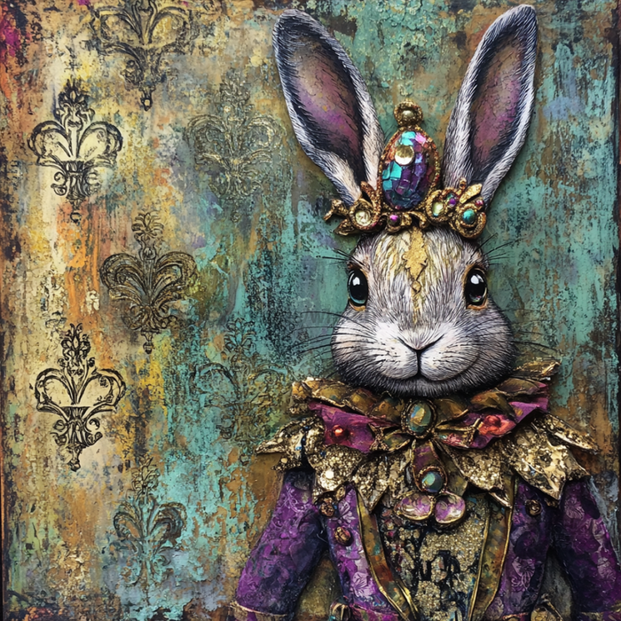 Mardi Gras Sign, Rabbit Sign, DCO-13086, Sign For Wreath, 10x10" Metal Sign