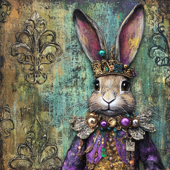 Mardi Gras Sign, Rabbit Sign, DCO-13087, Sign For Wreath, 10x10" Metal Sign