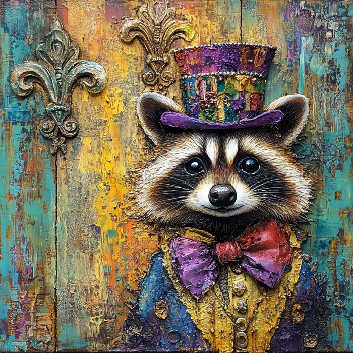 Mardi Gras Sign, Raccoon Sign, DCO-13090, Sign For Wreath, 10x10" Metal Sign