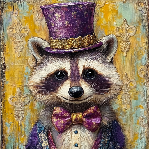 Mardi Gras Sign, Raccoon Sign, DCO-13091, Sign For Wreath, 10x10" Metal Sign