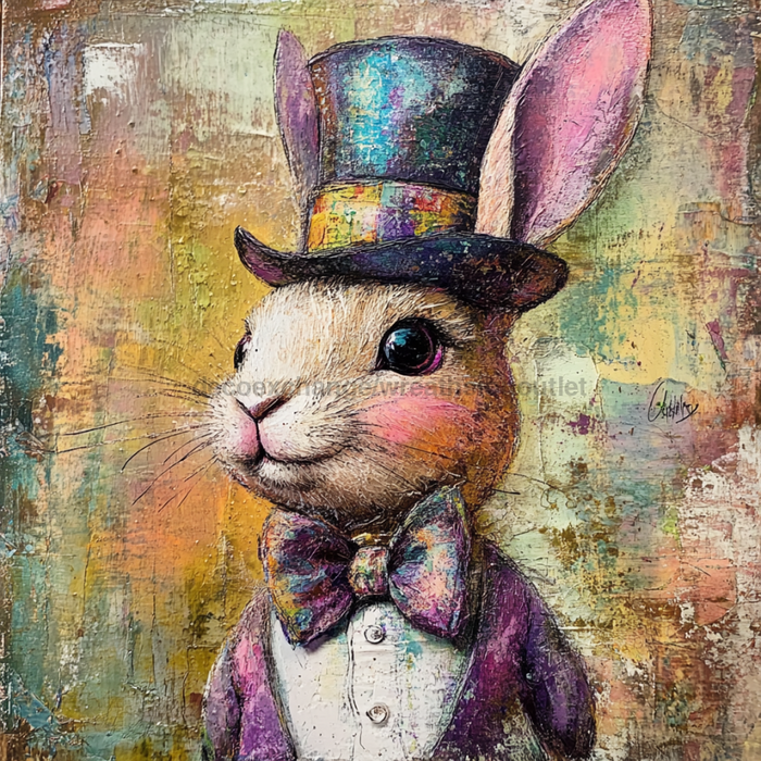 Mardi Gras Sign, Top Hat Sign, DCO-13113, Sign For Wreath, 10x10" Metal Sign