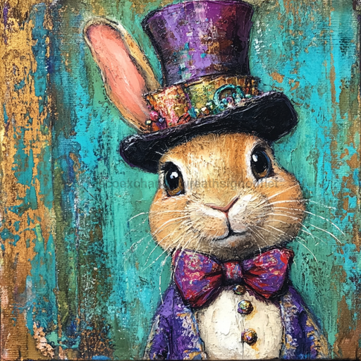 Mardi Gras Sign, Top Hat Sign, DCO-13132, Sign For Wreath, 10x10" Metal Sign