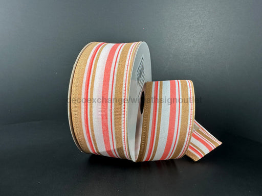 Melon-Tan Varied Striation Stripes 1.5’’X10Y 46517-09-46 Ribbon