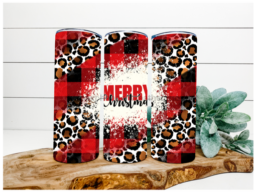 Merry Christmas Animal Print 20 oz Skinny Tumbler DECOETUMBLER-079 - DecoExchange