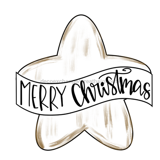 Merry Christmas Star Door Hanger Mj-W-00003 22’ Wood