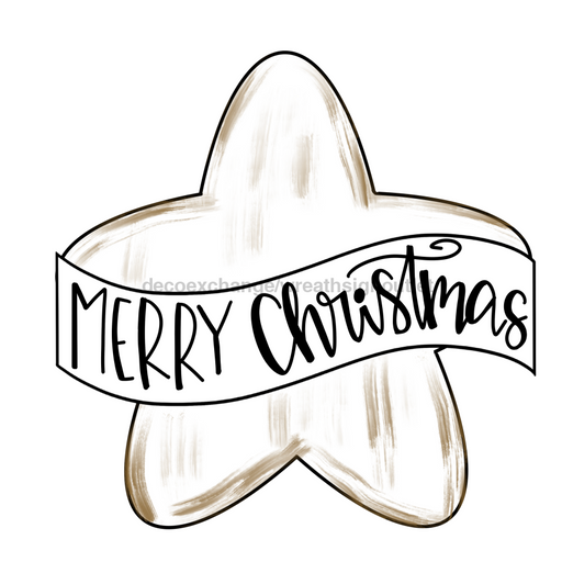 Merry Christmas Star Door Hanger Mj-W-00003 22’ Wood
