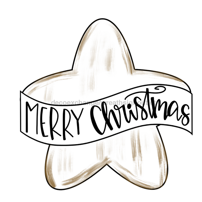 Merry Christmas Star Door Hanger Mj-W-00003 22’ Wood