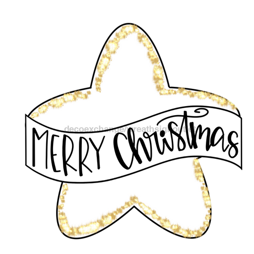 Merry Christmas Star Door Hanger Mj-W-00005 22’ Wood