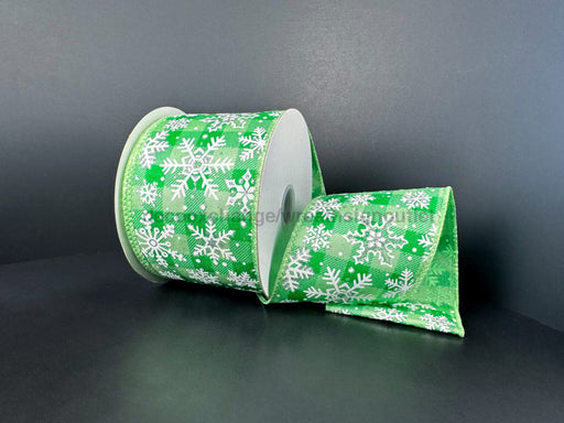 Mint-Grn Chex Stn/Snowflks 2.5’’X10Y 72526-40-06 Ribbon