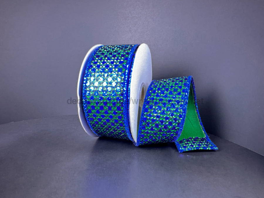 Moss-Ryl Blue Metlc Dragonscale Dots 1.5’’X10Y 78521-09-08 Ribbon