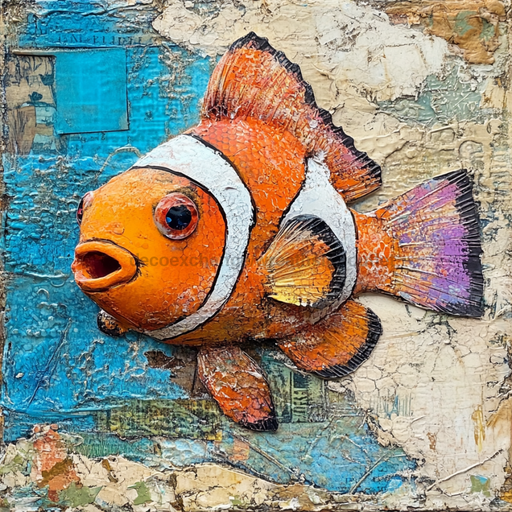 Nautical Sign, Clownfish Sign, DCO-02531, Sign For Wreath, 10x10" Metal Sign