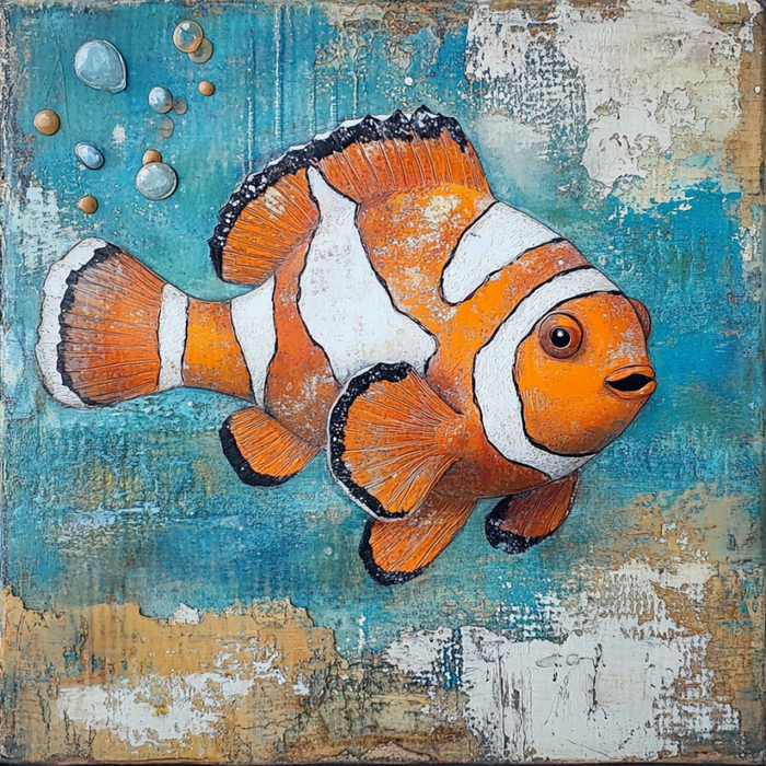 Nautical Sign, Clownfish Sign, DCO-02538, Sign For Wreath, 10x10" Metal Sign