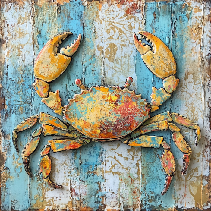 Nautical Sign, Crab Sign, DCO-02539, Sign For Wreath, 10x10" Metal Sign