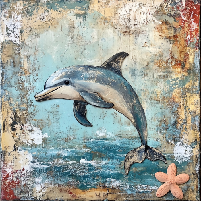 Nautical Sign, Dolphin Sign, DCO-02544, Sign For Wreath, 10x10" Metal Sign