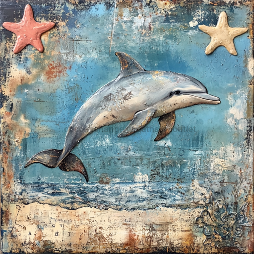 Nautical Sign, Dolphin Sign, DCO-02558, Sign For Wreath, 10x10" Metal Sign